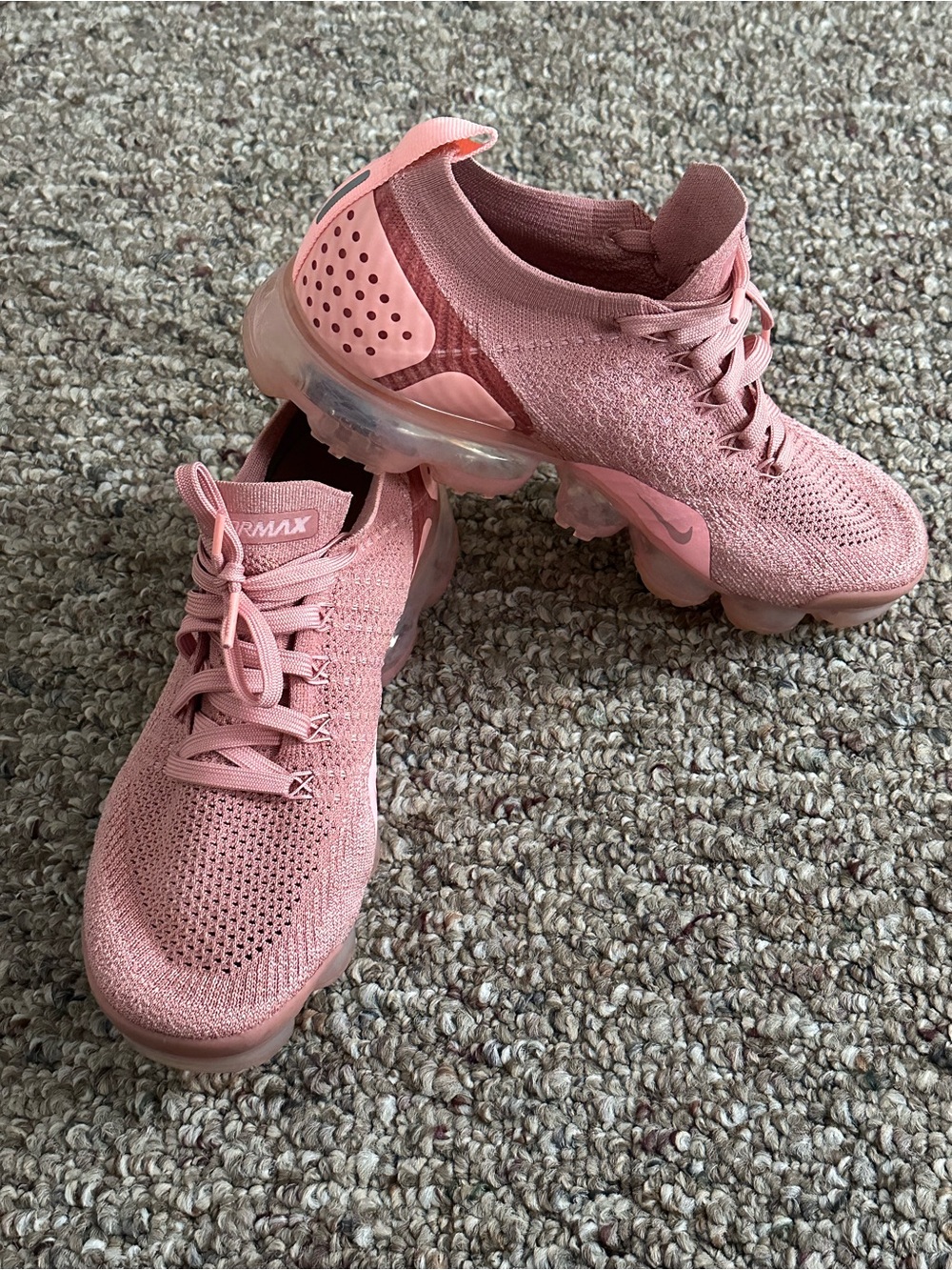 Nike Women’s Pink Flyknit VaporMax-Style Athletic Sneakers - Picture 2 of 8